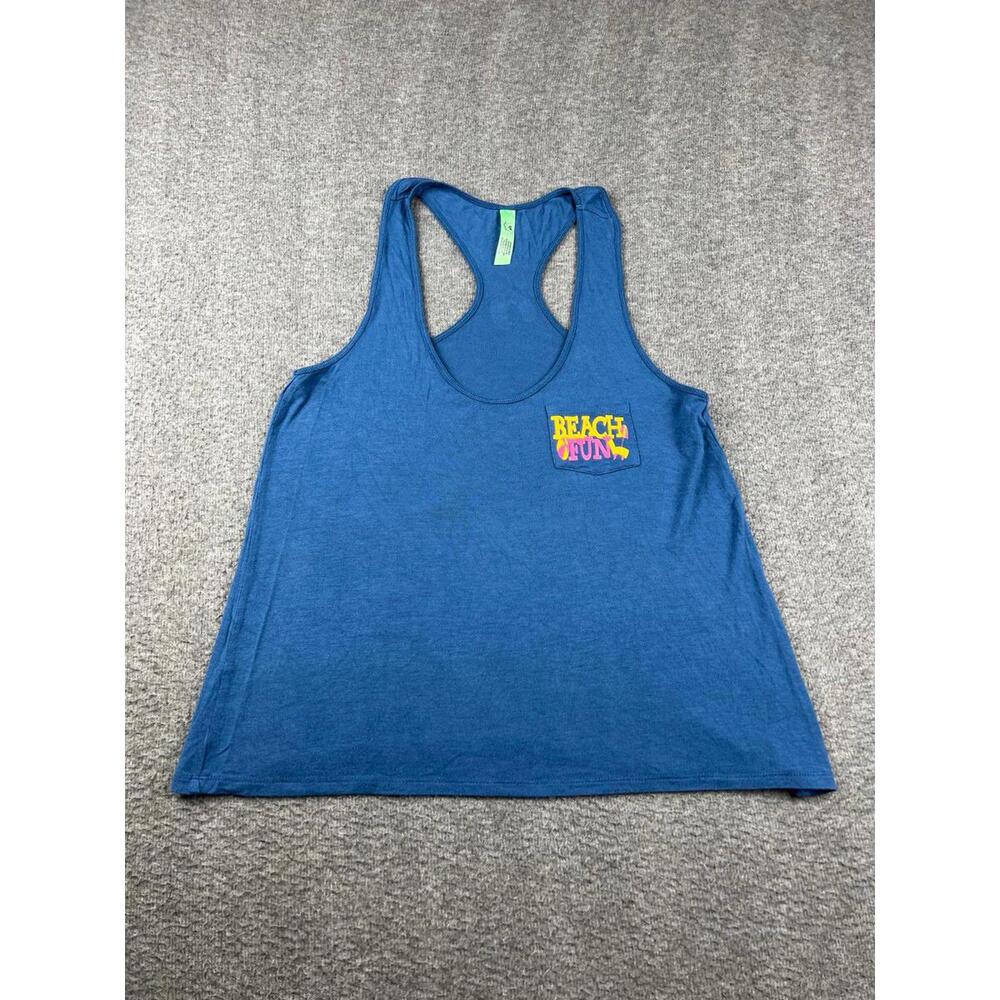 Blue Women's Racerback Tank Top with Beach‎ Fun Print Size Large